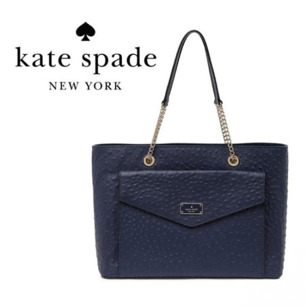 Kate Spade A La Vita Ostrich FrenchNavy Tote — BRAND NEW